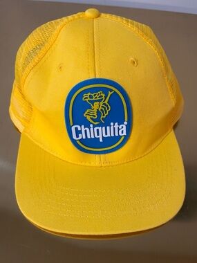 Official Chiquita Trucker Hat Yellow Mesh Snapback 3D PVC Logo Banana Promo NWOT